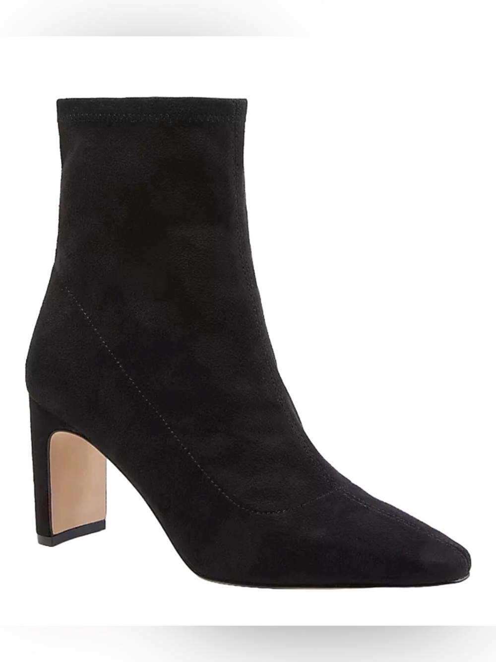 NEW ANN TAYLOR BLACK BLADE HEEL STRETCH FAUX SUEDE BOOTIE BOOTS SZ 9